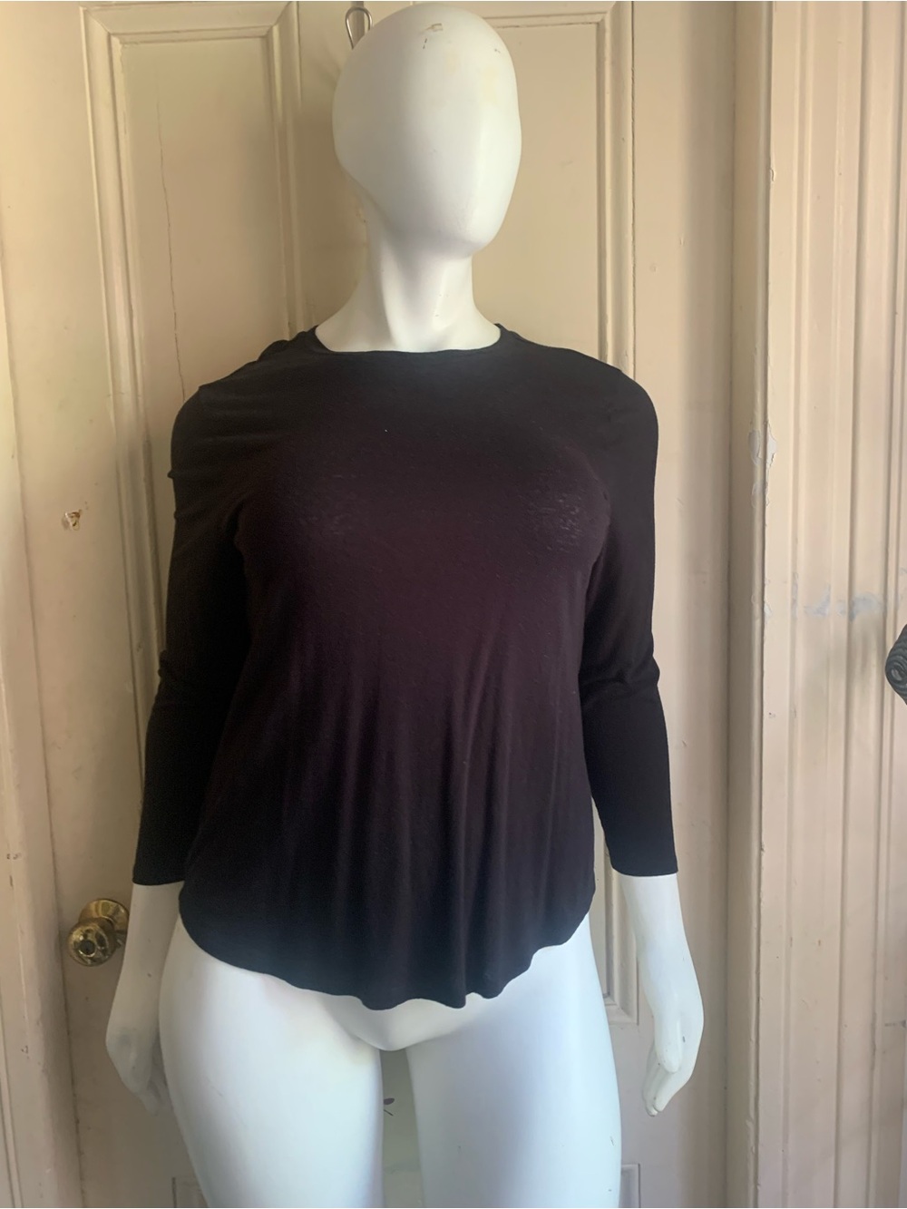 Universal Standard Black Linen Long-Sleeve Crew Tee